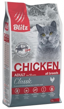 Сухой корм BLITZ Classic Adult Cat Chicken для взрослых кошек (Курица)
